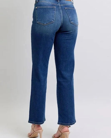 Judy Blue Full Size Side Seam Detail Straight Jeans with Pockets - Trendsi