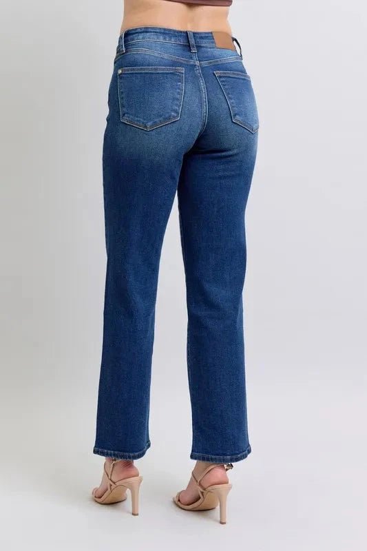 Judy Blue Full Size Side Seam Detail Straight Jeans with Pockets - Trendsi