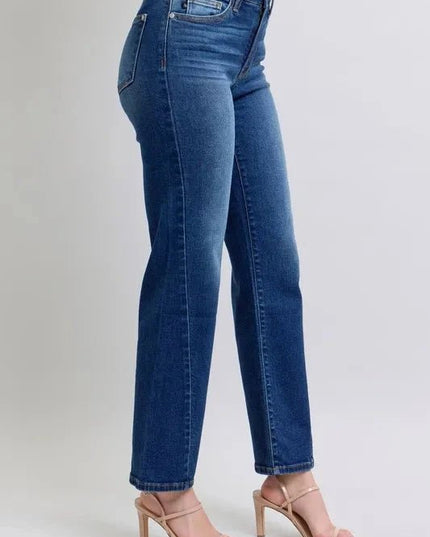 Judy Blue Full Size Side Seam Detail Straight Jeans with Pockets - Trendsi