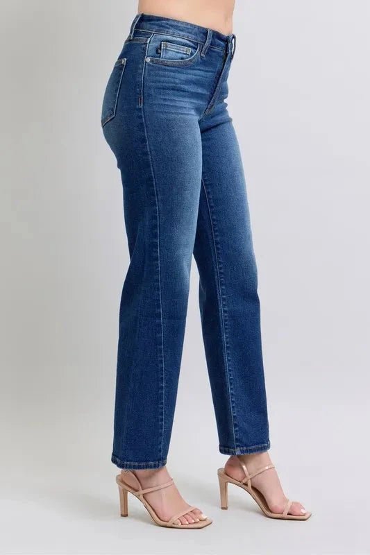 Judy Blue Full Size Side Seam Detail Straight Jeans with Pockets - Trendsi