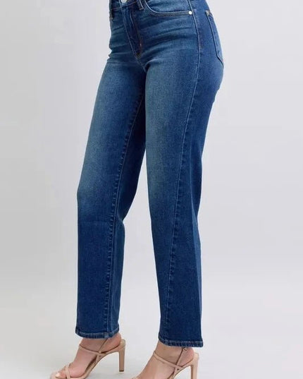 Judy Blue Full Size Side Seam Detail Straight Jeans with Pockets - Trendsi