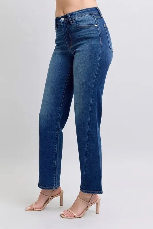 Judy Blue Full Size Side Seam Detail Straight Jeans with Pockets - Trendsi