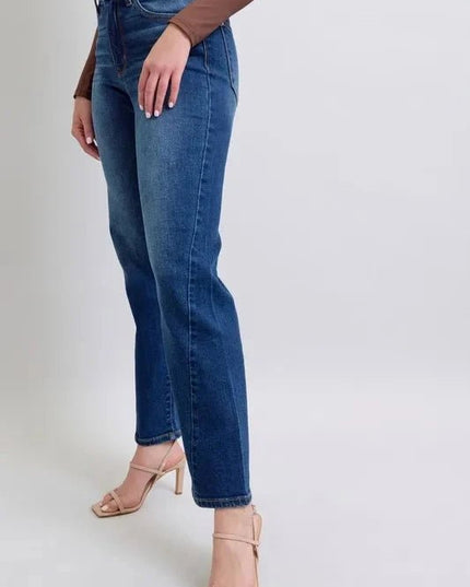 Judy Blue Full Size Side Seam Detail Straight Jeans with Pockets - Trendsi