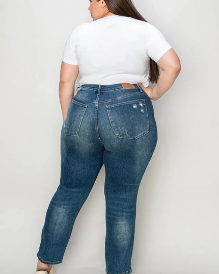 Judy Blue Full Size Tummy Control High Waist Slim Jeans - Trendsi