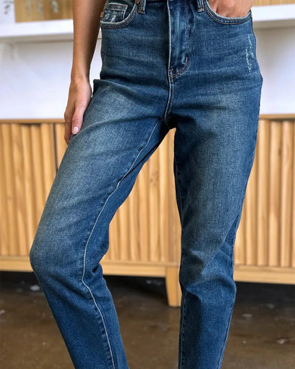 Judy Blue Full Size Tummy Control High Waist Slim Jeans - Trendsi