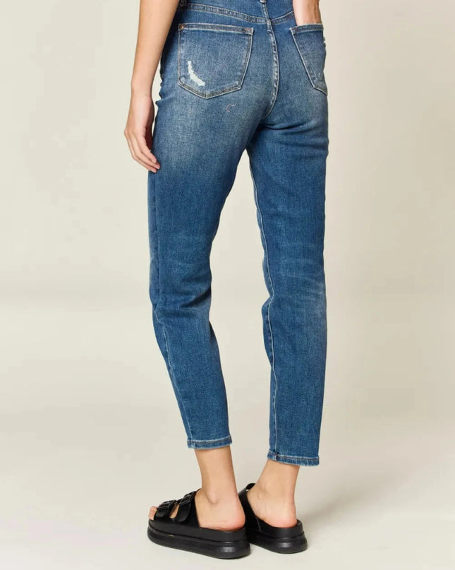 Judy Blue Full Size Tummy Control High Waist Slim Jeans - Trendsi