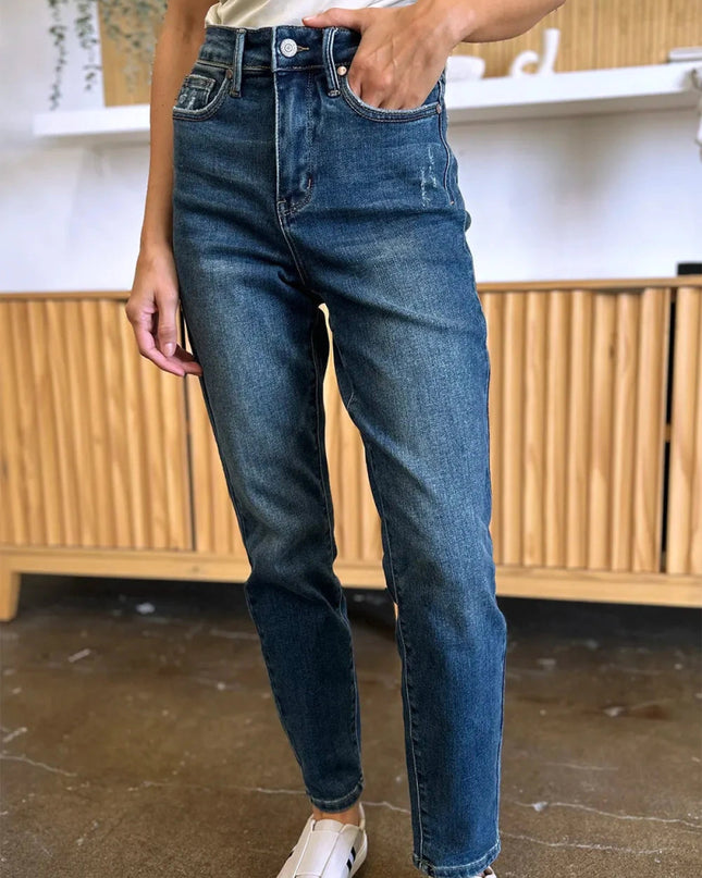 Judy Blue Full Size Tummy Control High Waist Slim Jeans - Trendsi