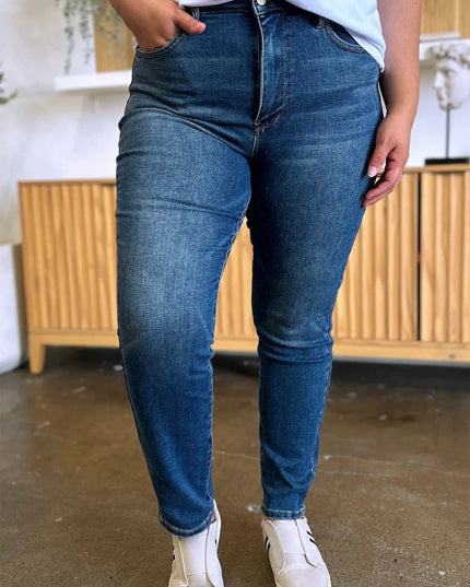 Judy Blue Full Size Tummy Control High Waist Slim Jeans - Trendsi