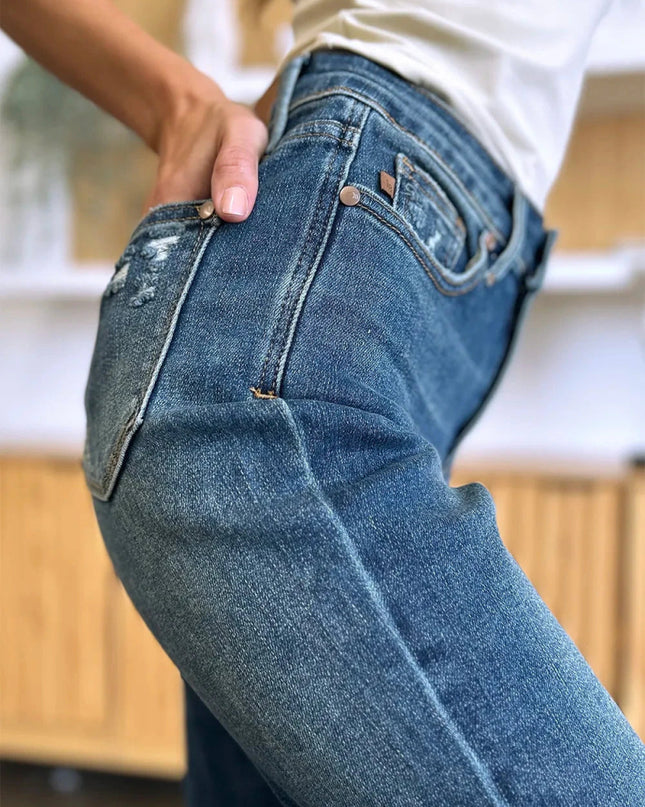 Judy Blue Full Size Tummy Control High Waist Slim Jeans - Trendsi