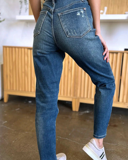 Judy Blue Full Size Tummy Control High Waist Slim Jeans - Trendsi