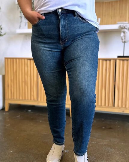 Judy Blue Full Size Tummy Control High Waist Slim Jeans - Trendsi