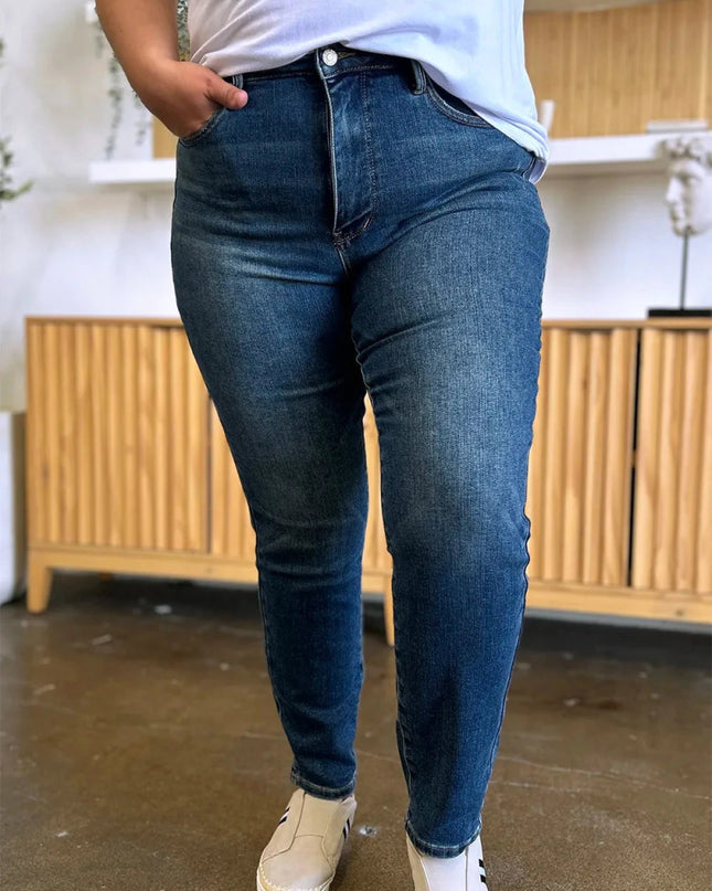 Judy Blue Full Size Tummy Control High Waist Slim Jeans - Trendsi
