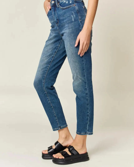 Judy Blue Full Size Tummy Control High Waist Slim Jeans - Trendsi
