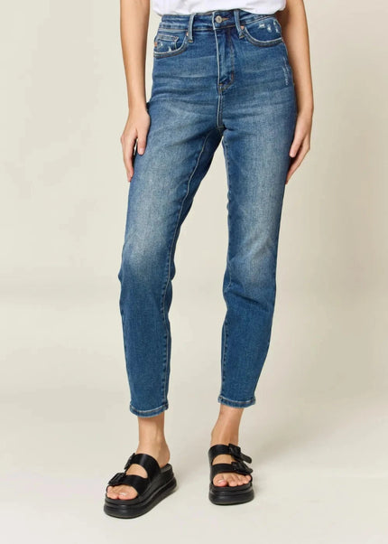 Judy Blue Full Size Tummy Control High Waist Slim Jeans - Trendsi