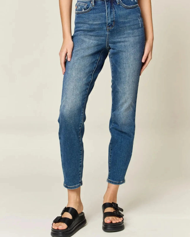 Judy Blue Full Size Tummy Control High Waist Slim Jeans - Trendsi