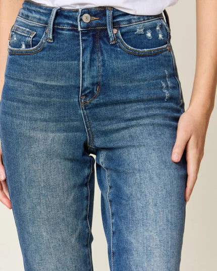Judy Blue Full Size Tummy Control High Waist Slim Jeans - Trendsi