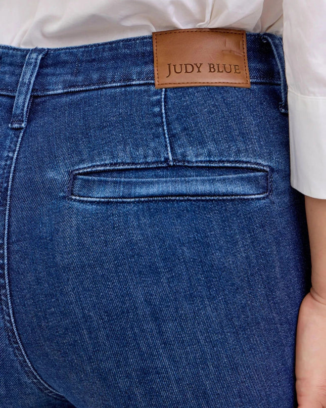 Judy Blue High Waist Flare Jeans with Front Patch Pockets - Trendsi