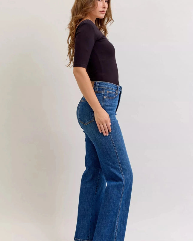 Judy Blue High Waist Tummy Control Straight Jeans - Trendsi