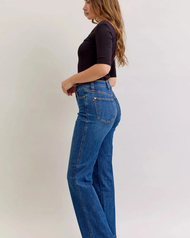Judy Blue High Waist Tummy Control Straight Jeans - Trendsi