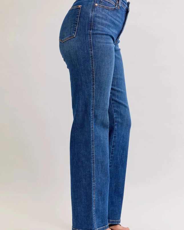 Judy Blue High Waist Tummy Control Straight Jeans - Trendsi