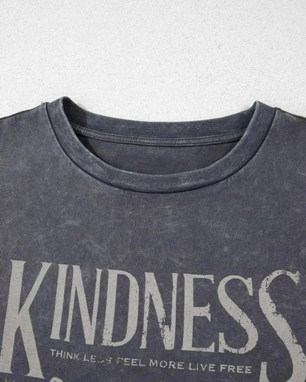 Kindness Butterflies Graphic Mineral Wash Loose Tee - Trendsi