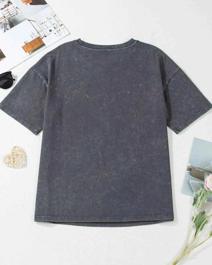 Kindness Butterflies Graphic Mineral Wash Loose Tee - Trendsi