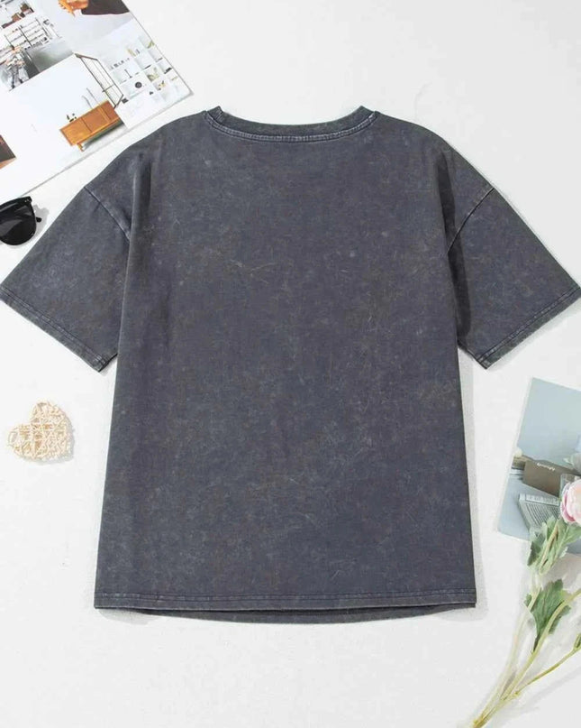 Kindness Butterflies Graphic Mineral Wash Loose Tee - Trendsi