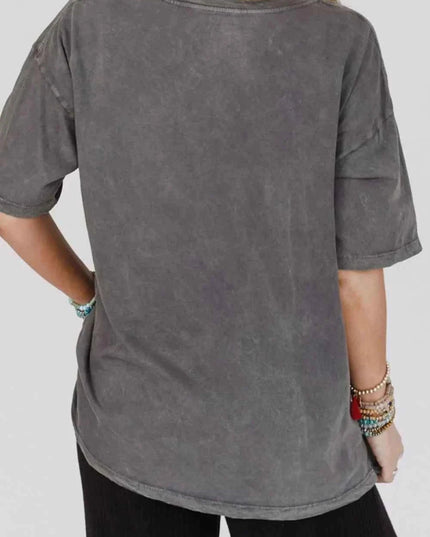 Kindness Butterflies Graphic Mineral Wash Loose Tee - Trendsi