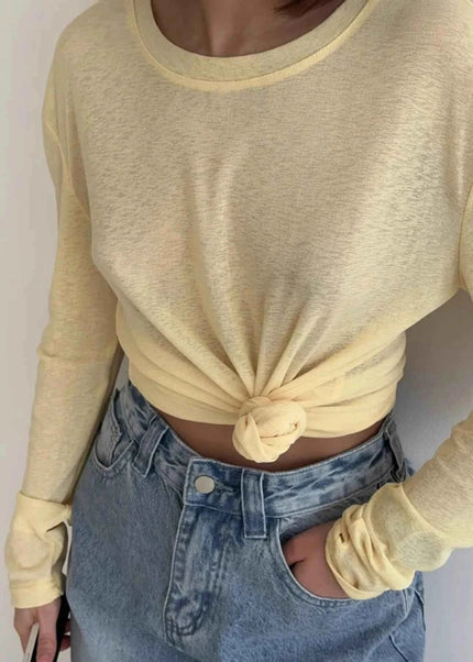 Knotted Long Sleeve T-Shirt - Trendsi