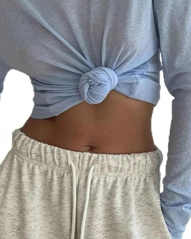 Knotted Long Sleeve T-Shirt - Trendsi