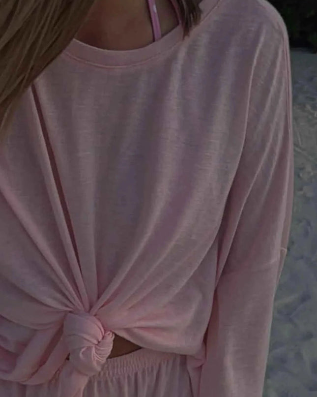 Knotted Long Sleeve T-Shirt - Trendsi