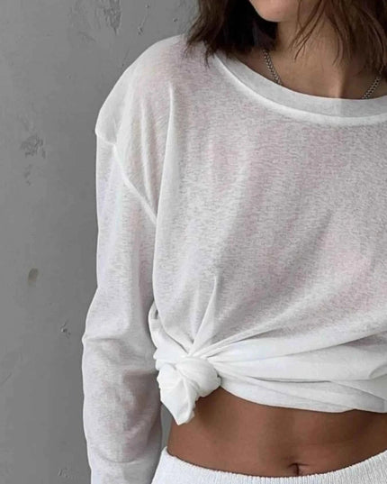 Knotted Long Sleeve T-Shirt - Trendsi