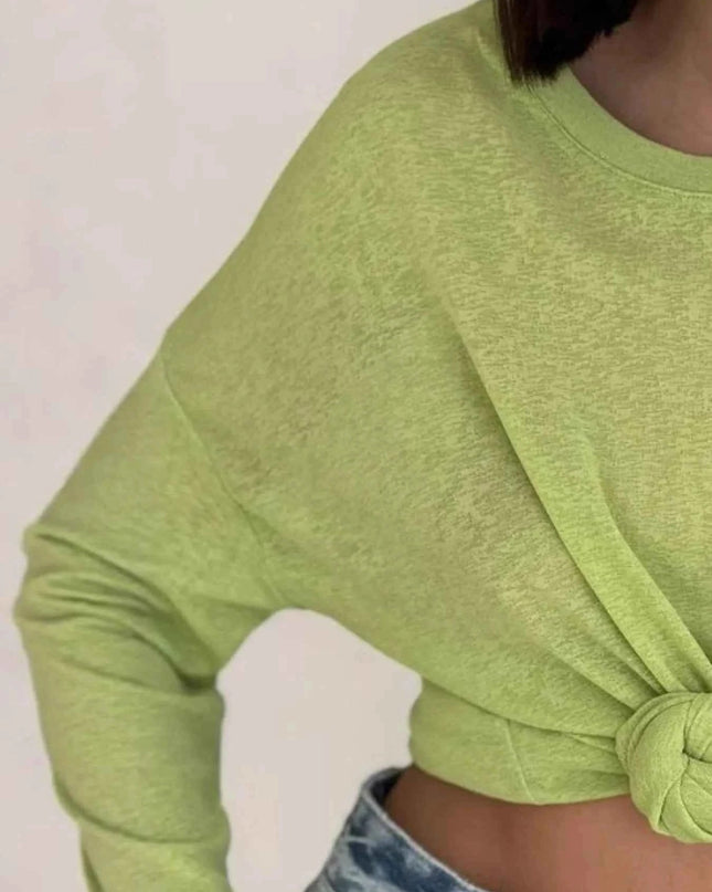 Knotted Long Sleeve T-Shirt - Trendsi