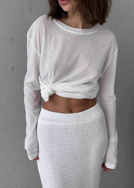 Knotted Long Sleeve T-Shirt - Trendsi
