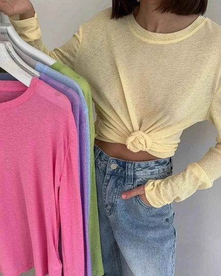 Knotted Long Sleeve T-Shirt - Trendsi