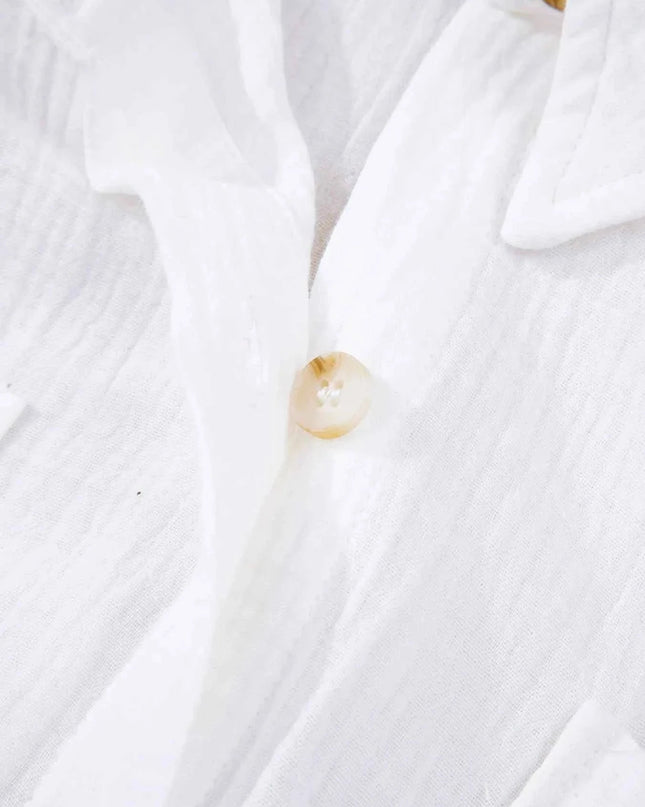 Lace Sleeve Button Down Shirt - Trendsi