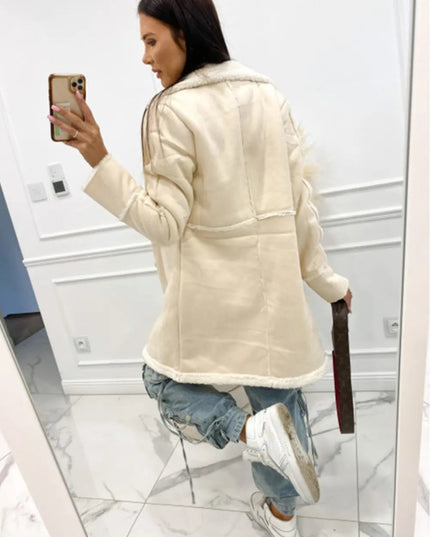 Lapel Collar Exposed Seam Buttoned Coat - Trendsi