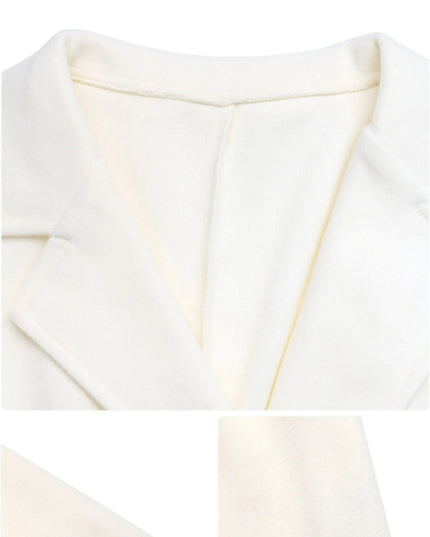 Lapel Collar Long Sleeve Longline Coat - Trendsi