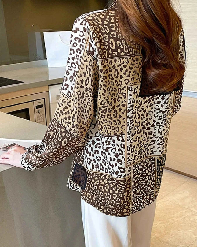 Leopard Print Button - Up Shirt - Trendsi