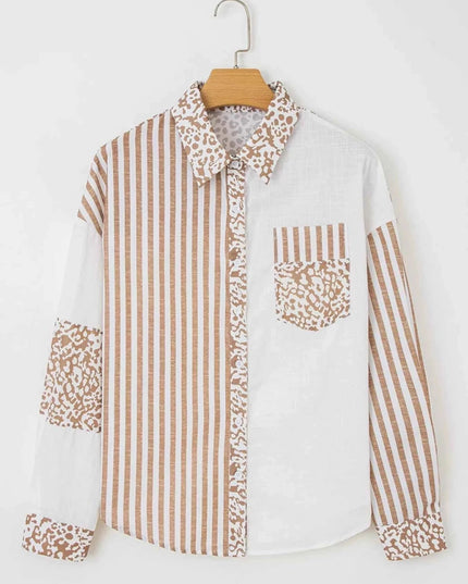 Leopard Striped Western Casual Shirt - Trendsi
