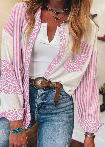 Leopard Striped Western Casual Shirt - Trendsi