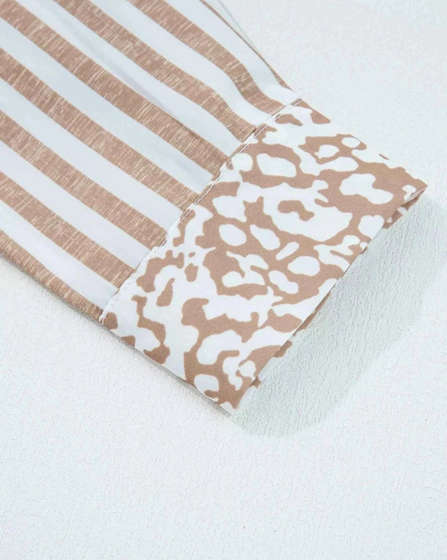 Leopard Striped Western Casual Shirt - Trendsi