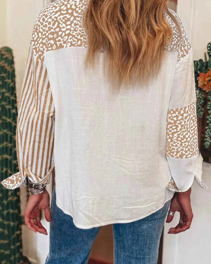 Leopard Striped Western Casual Shirt - Trendsi