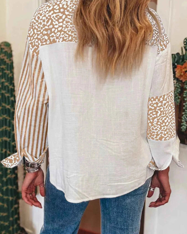 Leopard Striped Western Casual Shirt - Trendsi