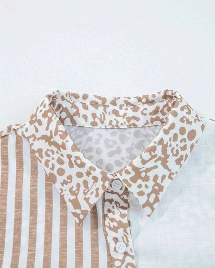 Leopard Striped Western Casual Shirt - Trendsi