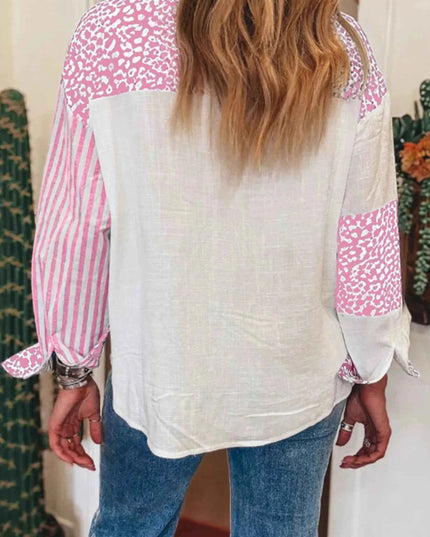 Leopard Striped Western Casual Shirt - Trendsi