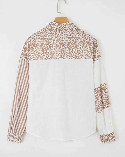 Leopard Striped Western Casual Shirt - Trendsi