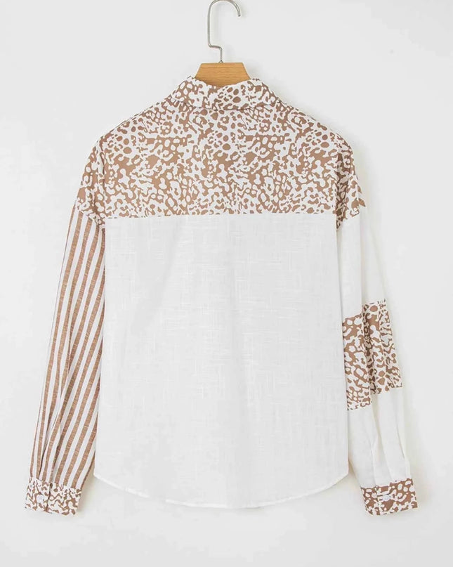 Leopard Striped Western Casual Shirt - Trendsi