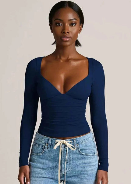 Long Sleeve Fitted T-Shirt - Trendsi