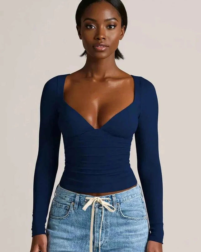 Long Sleeve Fitted T-Shirt - Trendsi